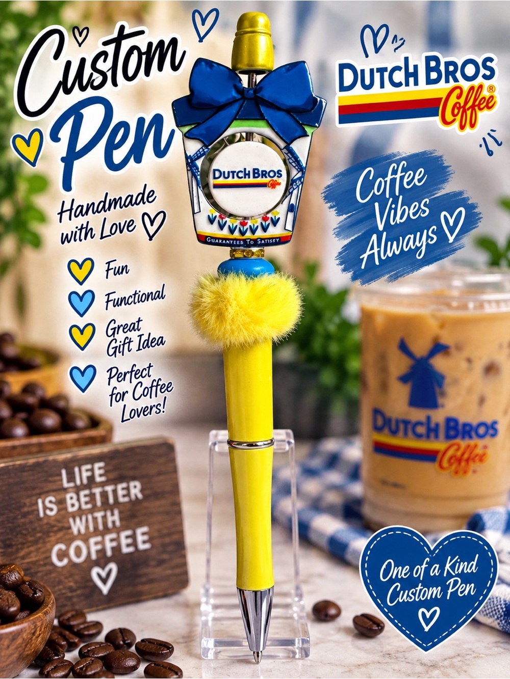 ☕ Custom Coffee Lover Beaded Pens